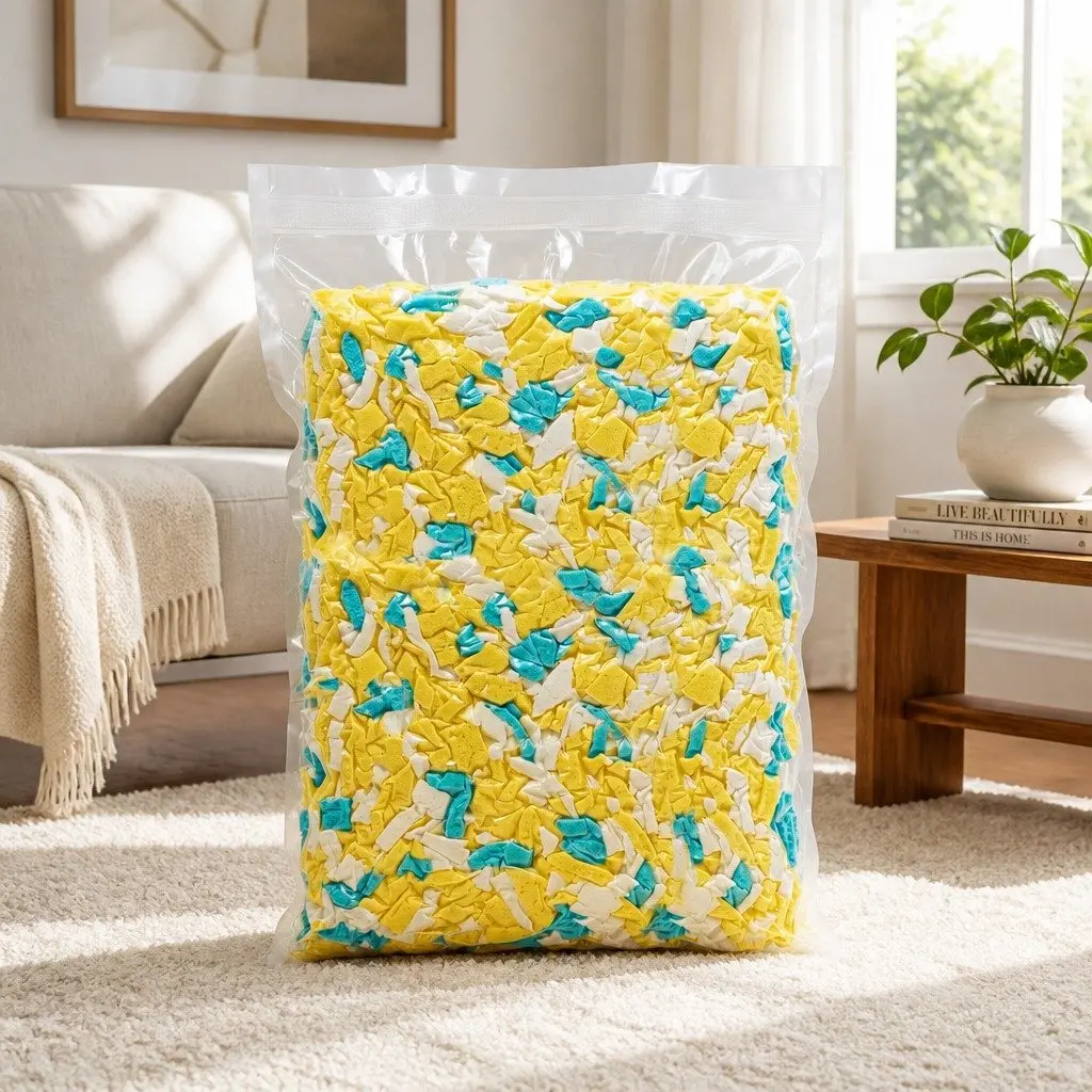 Bean Bag Filler Shredded Memory Foam 5lbs High Density Soft Filling Yellow White Blue