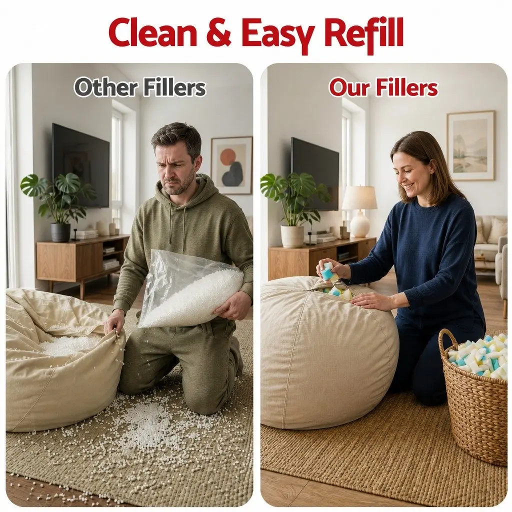 Bean Bag Filler Shredded Memory Foam 5lbs High Density Soft Filling Yellow White Blue