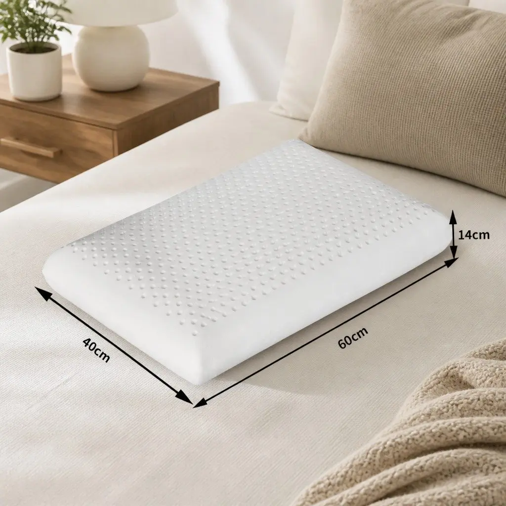 Natural Latex Pillow Removable Cover 60cm x 40cm White Pair