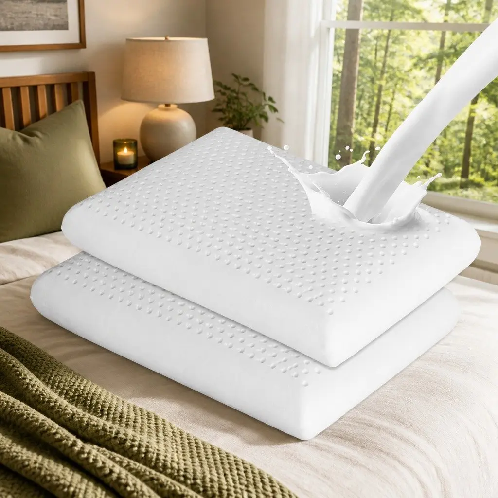 Natural Latex Pillow Removable Cover 60cm x 40cm White Pair