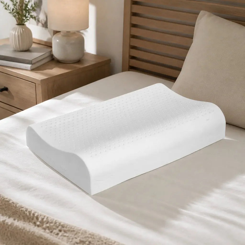 Natural Latex Pillows Dunlop 60cm x 40cm x 10cm White Removable Cover Cervical Neck Sleeping Pillow