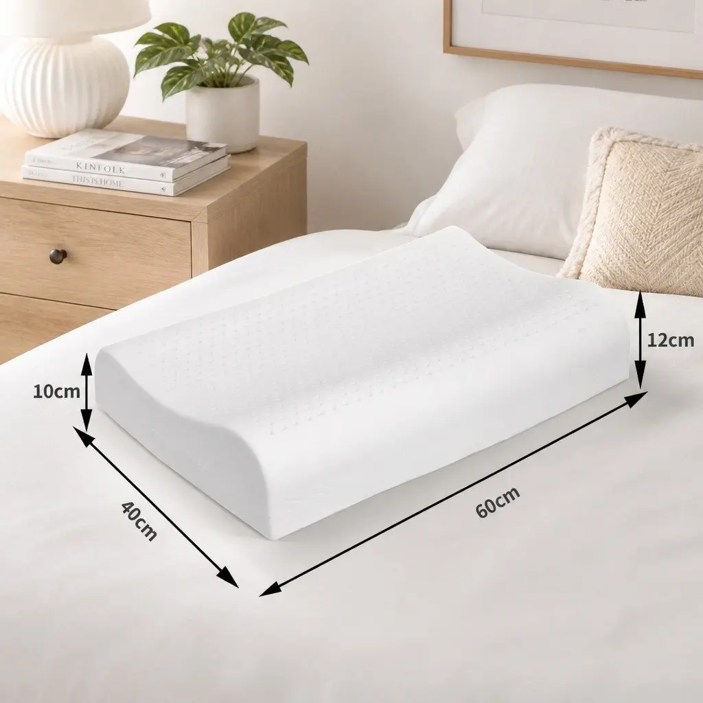 Natural Latex Pillows Dunlop 60cm x 40cm x 10cm White Removable Cover Cervical Neck Sleeping Pillow