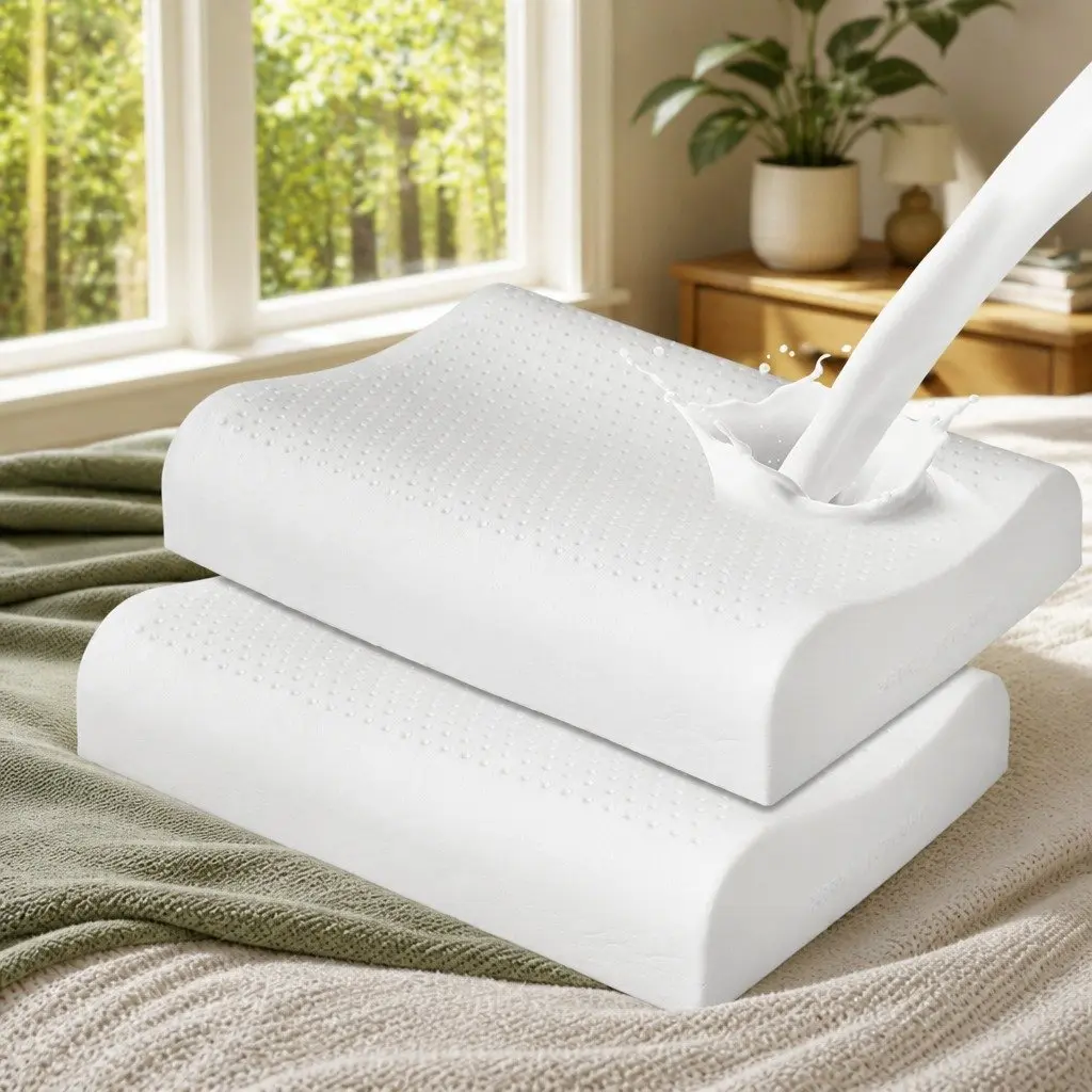 Natural Latex Pillows Dunlop 60cm x 40cm x 10cm White Removable Cover Cervical Neck Sleeping Pillow