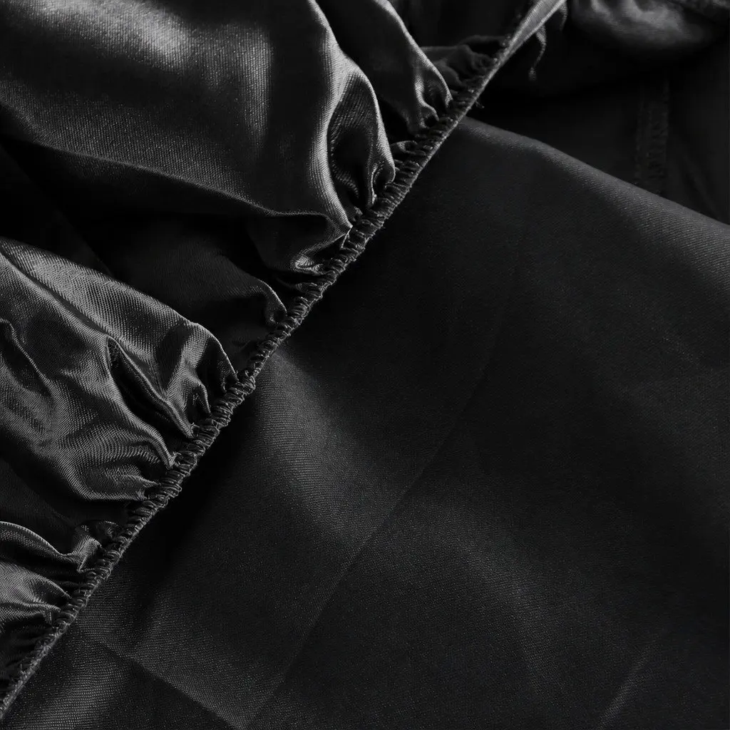 Satin Sheet Set Queen Fitted Flat Pillowcase Black Silky Smooth Lightweight