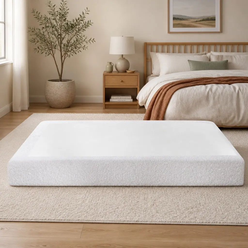 Compression Bed Frame High Density Sponge Double Size White