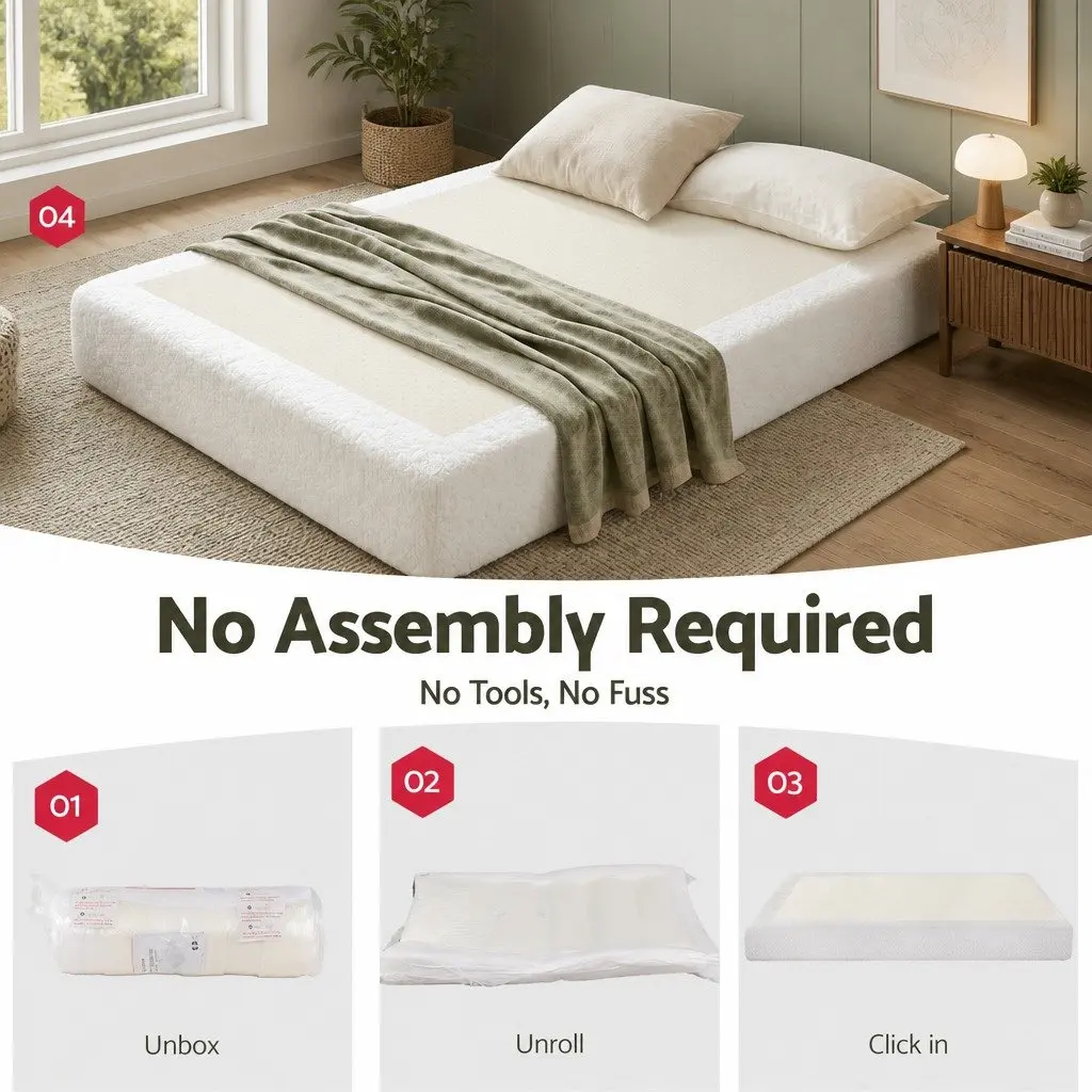 Compression Bed Frame High Density Sponge Double Size White