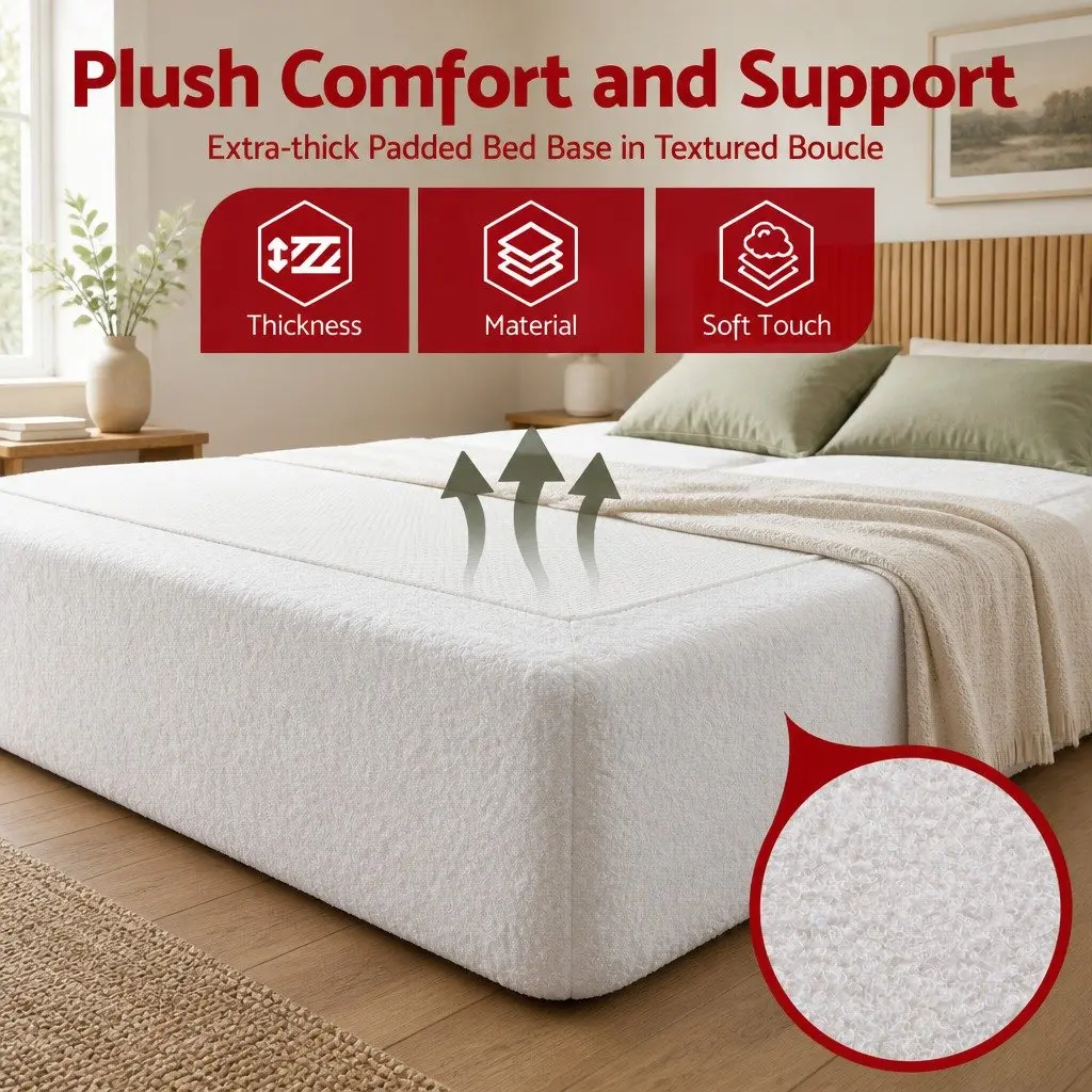 Compression Bed Frame High Density Sponge Double Size White
