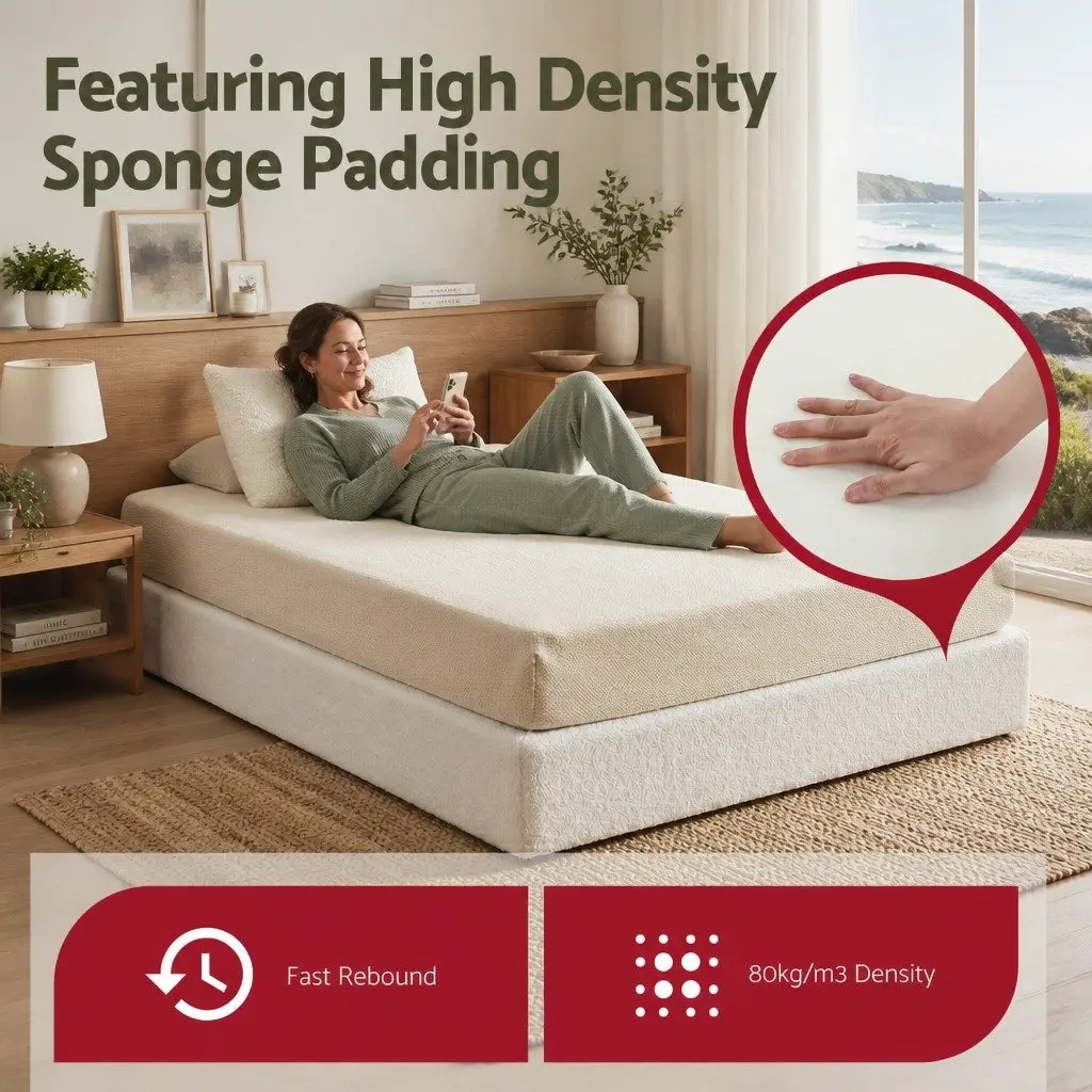 Compression Bed Frame High Density Sponge Double Size White