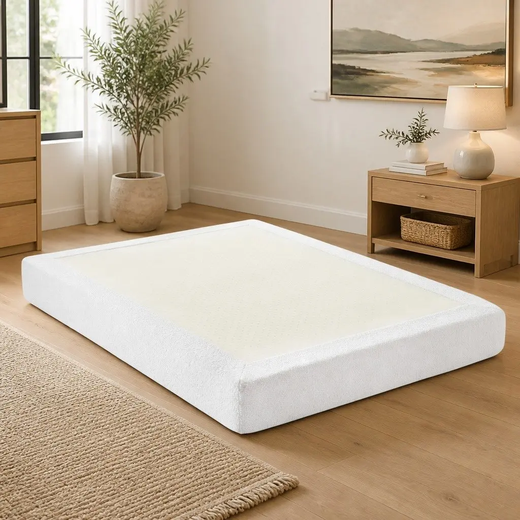 Compression Bed Frame High Density Sponge Double Size White