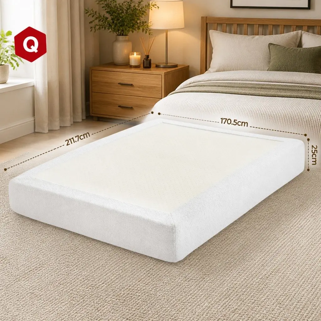 Queen Size Bed Frame Foam Construction Boucle Fabric White Tool Free Setup Vacuum Packed
