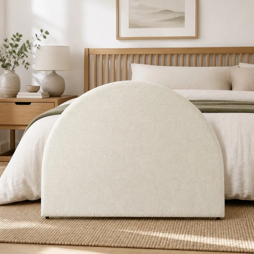 Queen Headboard Boucle Fabric Arch White Bedroom Furniture Frame