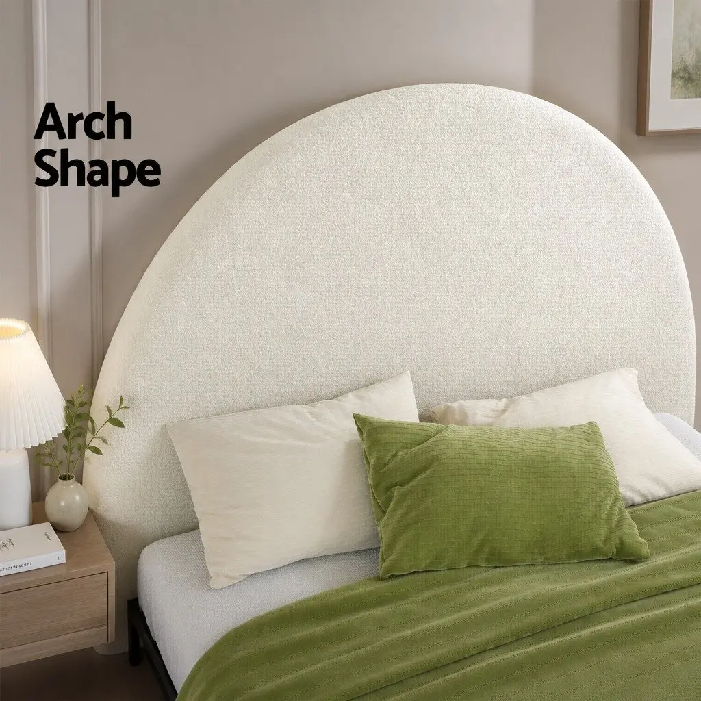 Queen Headboard Boucle Fabric Arch White Bedroom Furniture Frame