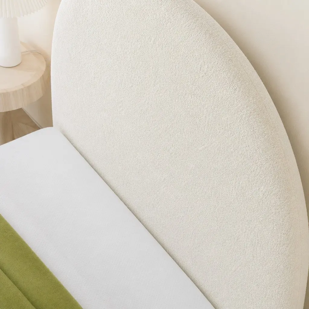 Queen Headboard Boucle Fabric Arch White Bedroom Furniture Frame
