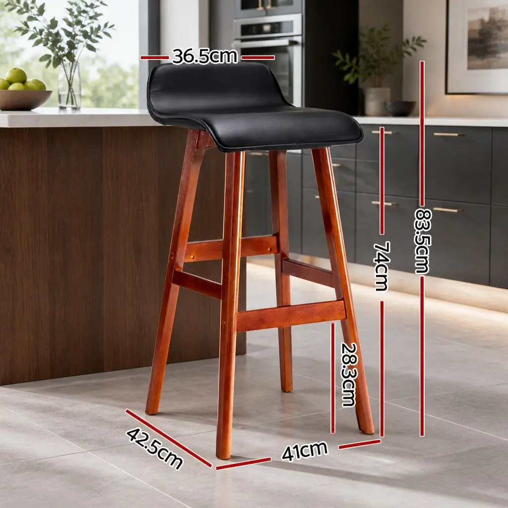 Bar Stools Bentwood Padded Seat Black 4 Piece