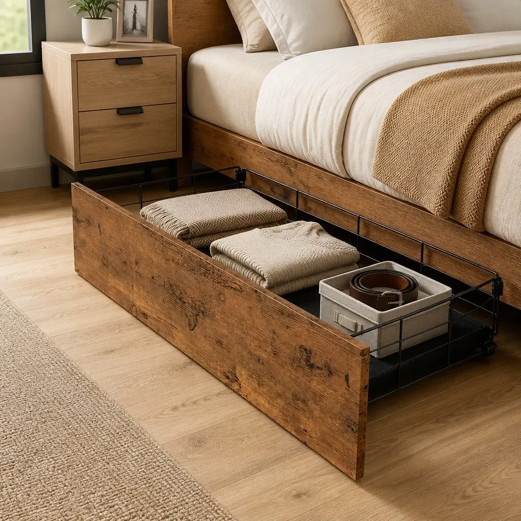 Queen Bed Frame with Storage & Charging Options
