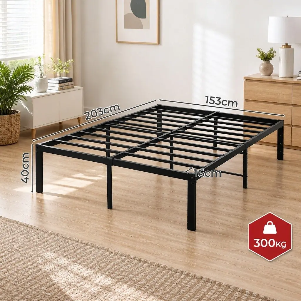 Metal Bed Frame Heavy Duty Full Size Storage Space Platform Foundation