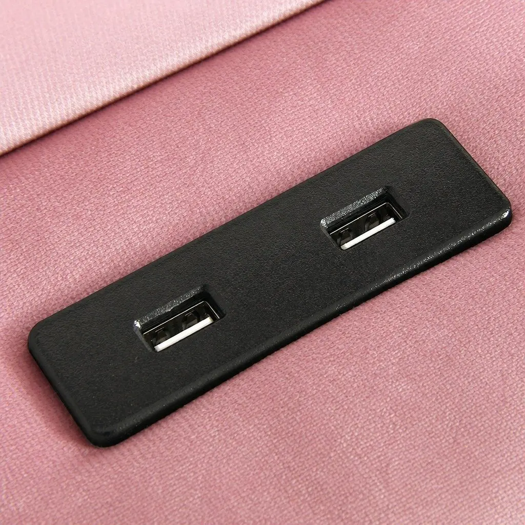 Double Bed Frame Velvet Fabric Solid Wood 205cm x 142cm x 113cm Pink