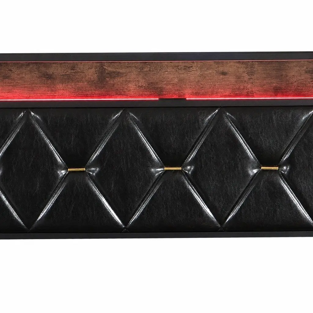 Double Metal Bed Frame with LED Lights Storage Drawers USB Charging Headboard Black 210cm x 139.5cm x 105.5cm