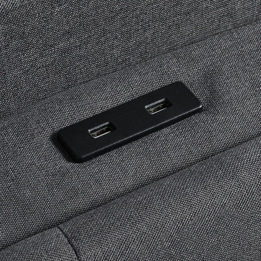 King Bed Frame Linen Upholstered Gas Lift Storage USB Charging RGB LED Grey 218cm L x 190cm W x 113cm H