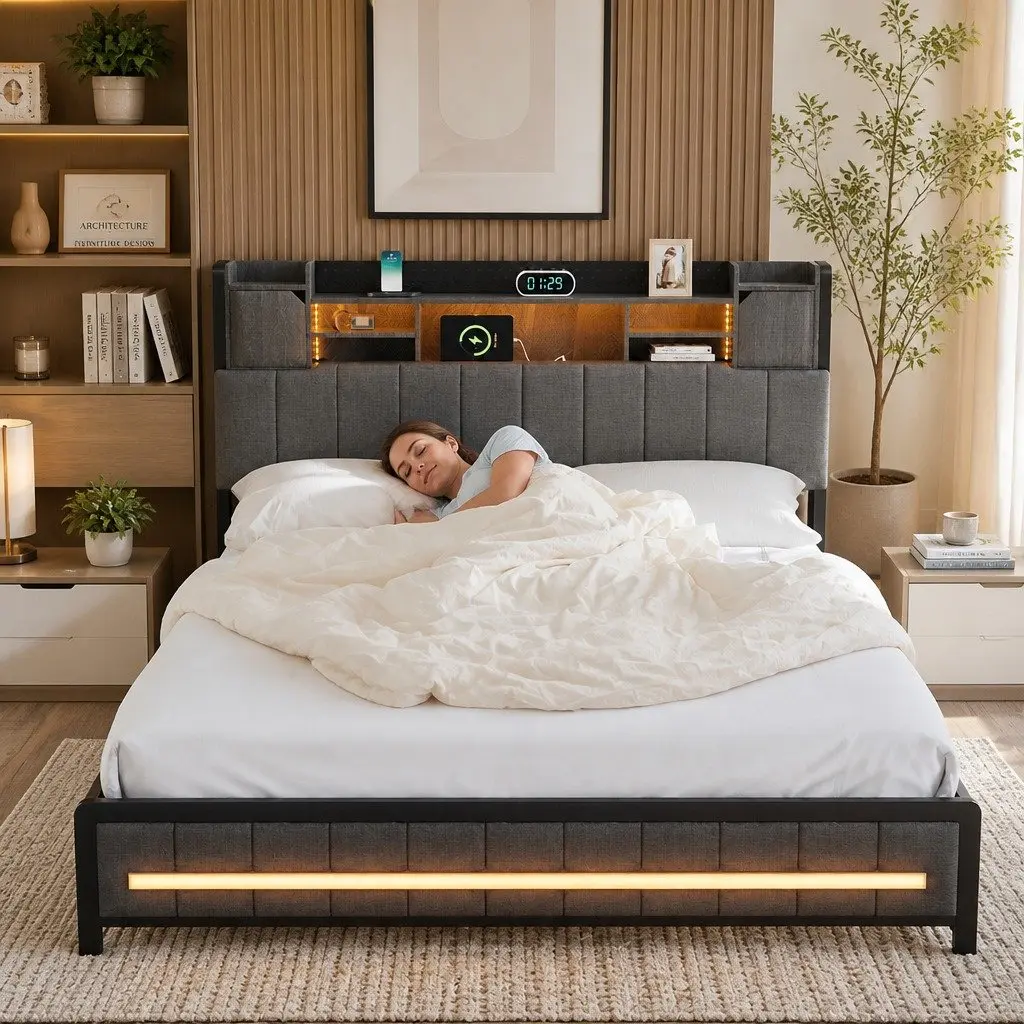 Queen Bed Frame with Smart Storage Solutions