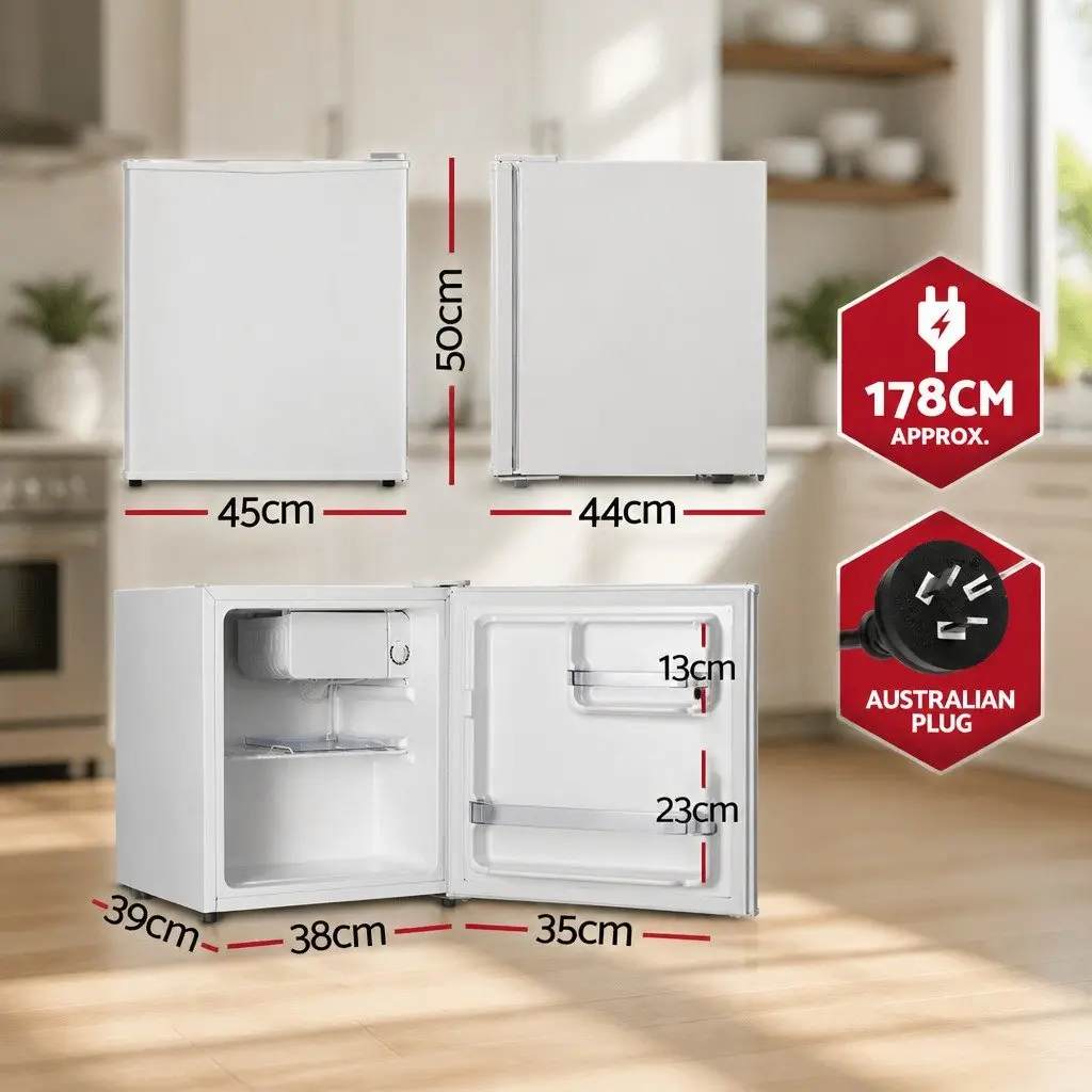 48L Mini Refrigerator White Portable Compact Bar Fridge for Caravan Apartment Office