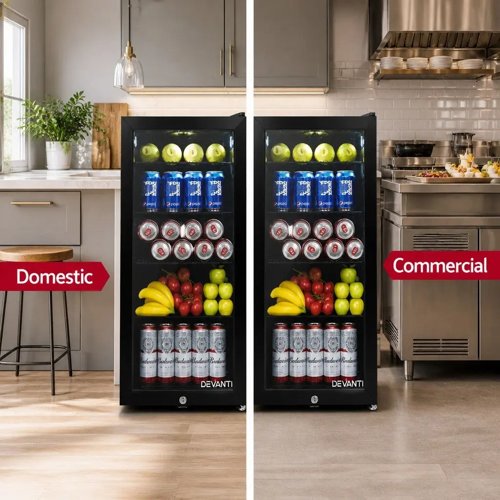Bar Fridge Compact 98L Glass Door Black Mini Refrigerator Freezer Portable Beverage Cooler
