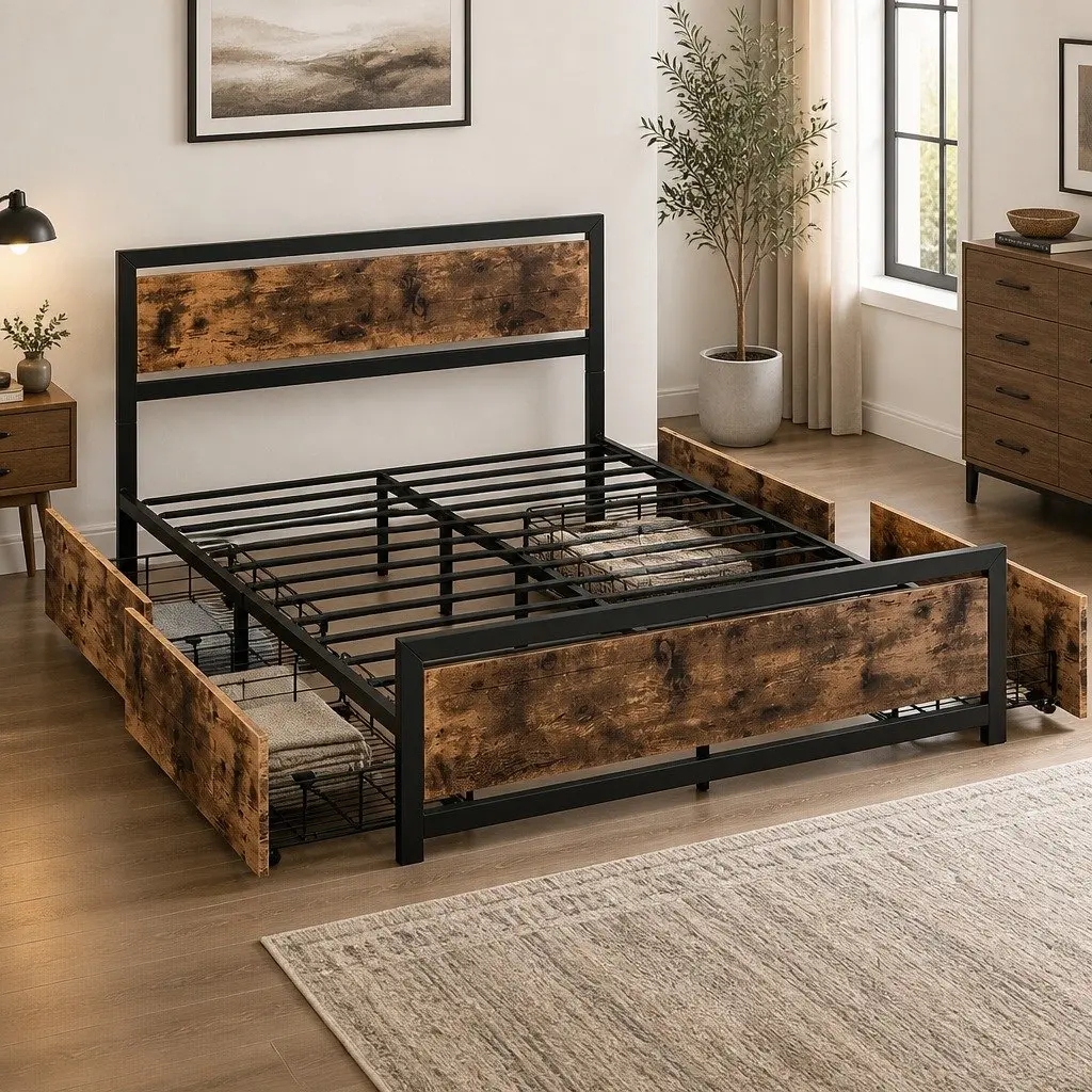 Double Bed Frame with Storage Options
