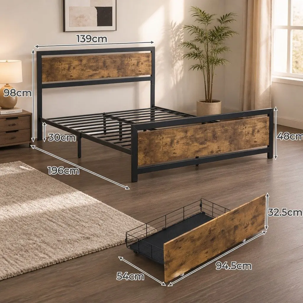 Double Bed Frame with Storage Options