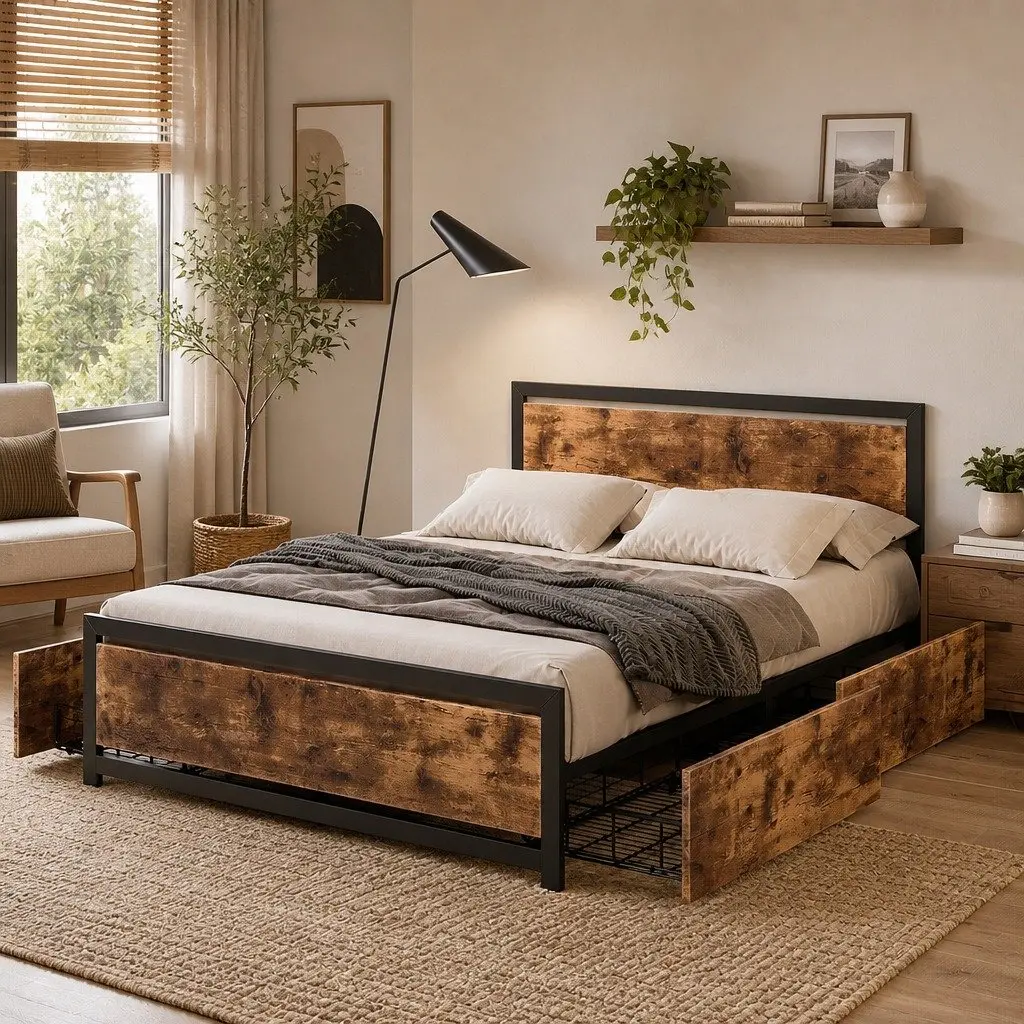 Double Bed Frame with Storage Options