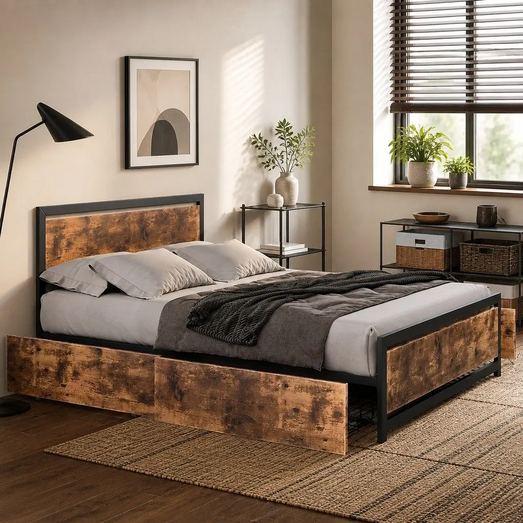 Double Bed Frame with Storage Options