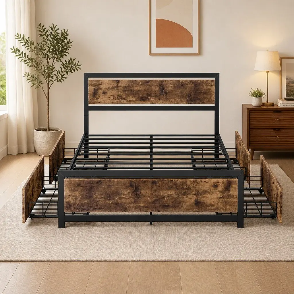 Queen Bed Frame for Guest Rooms and Apartments