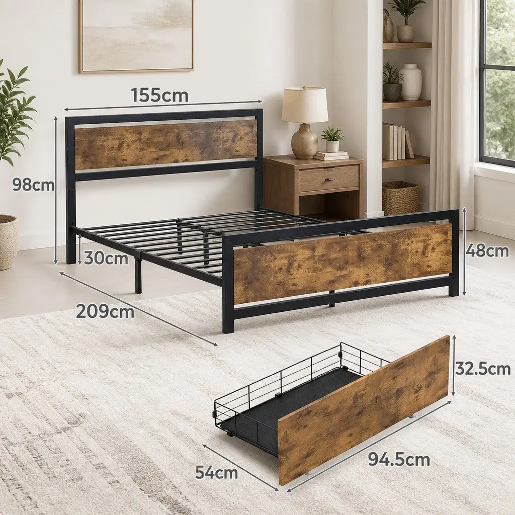 Queen Bed Frame for Guest Rooms and Apartments
