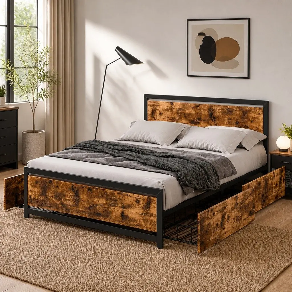 Queen Bed Frame for Guest Rooms and Apartments