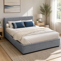 Practical Grey Double Bed Frame for Optimal Storage