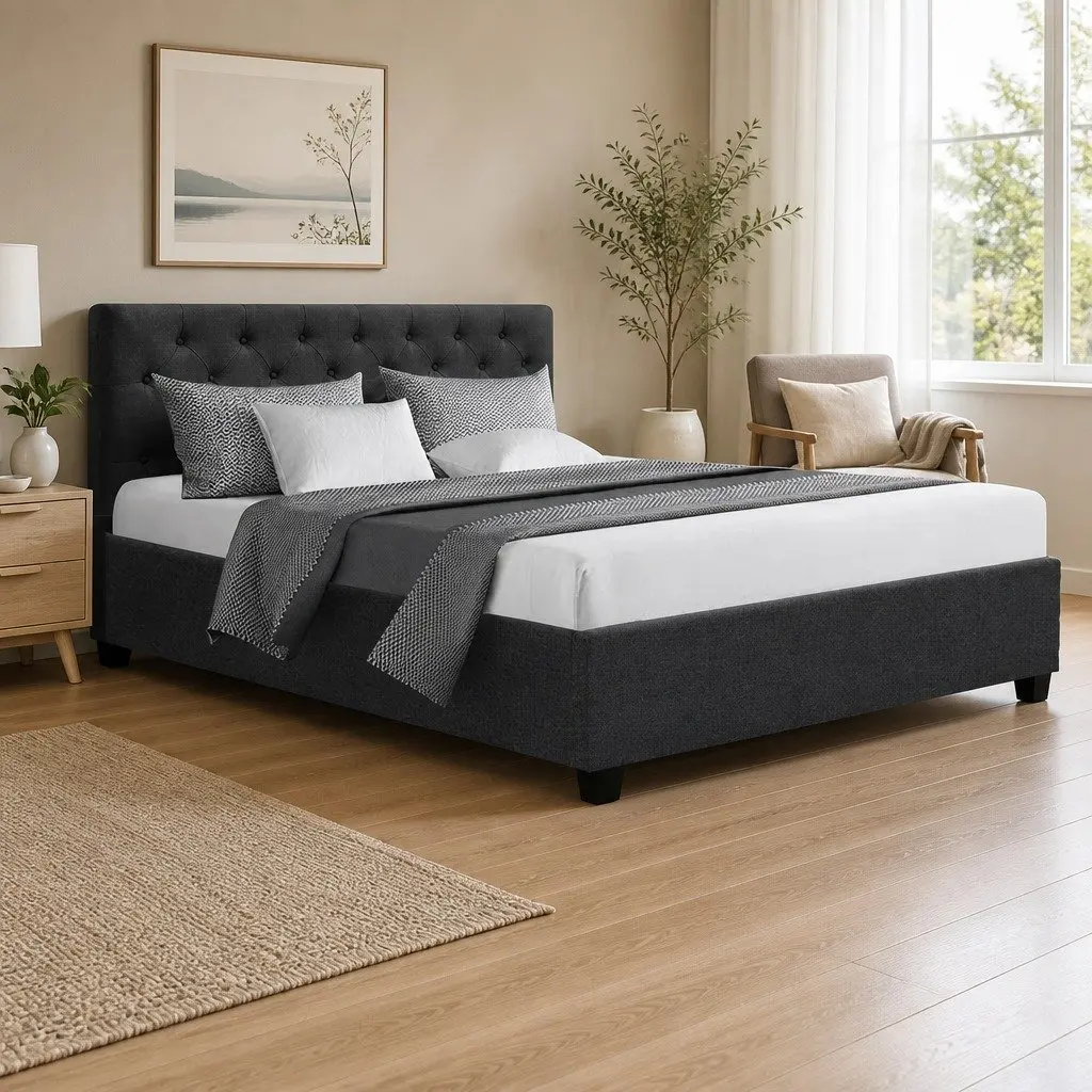 Queen Size Bed Frame with Hidden Storage