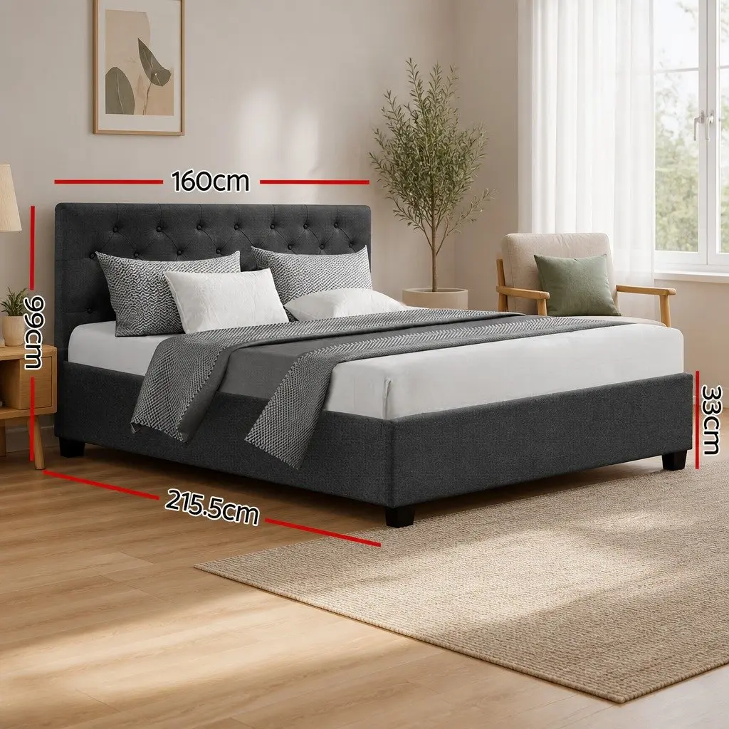 Queen Size Bed Frame with Hidden Storage