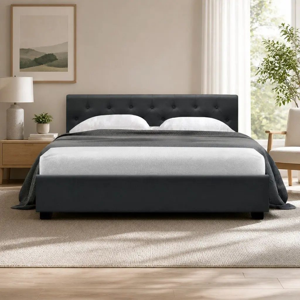 Queen Size Bed Frame with Hidden Storage