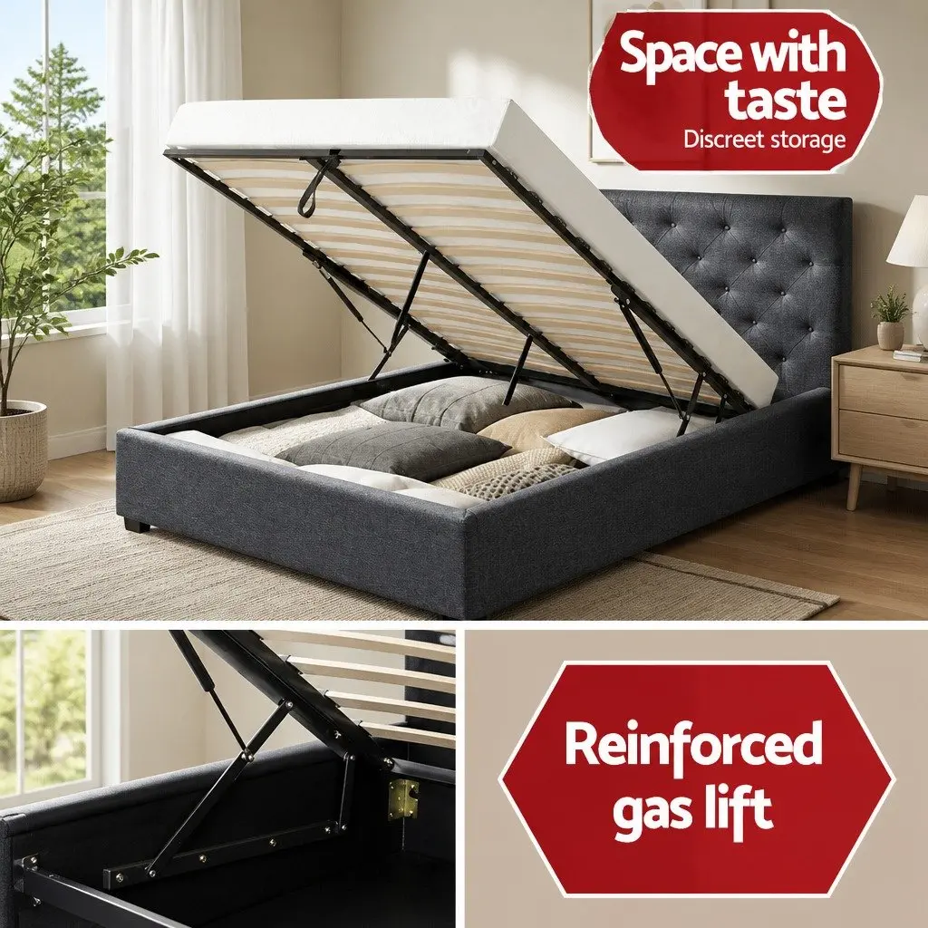 Queen Size Bed Frame with Hidden Storage