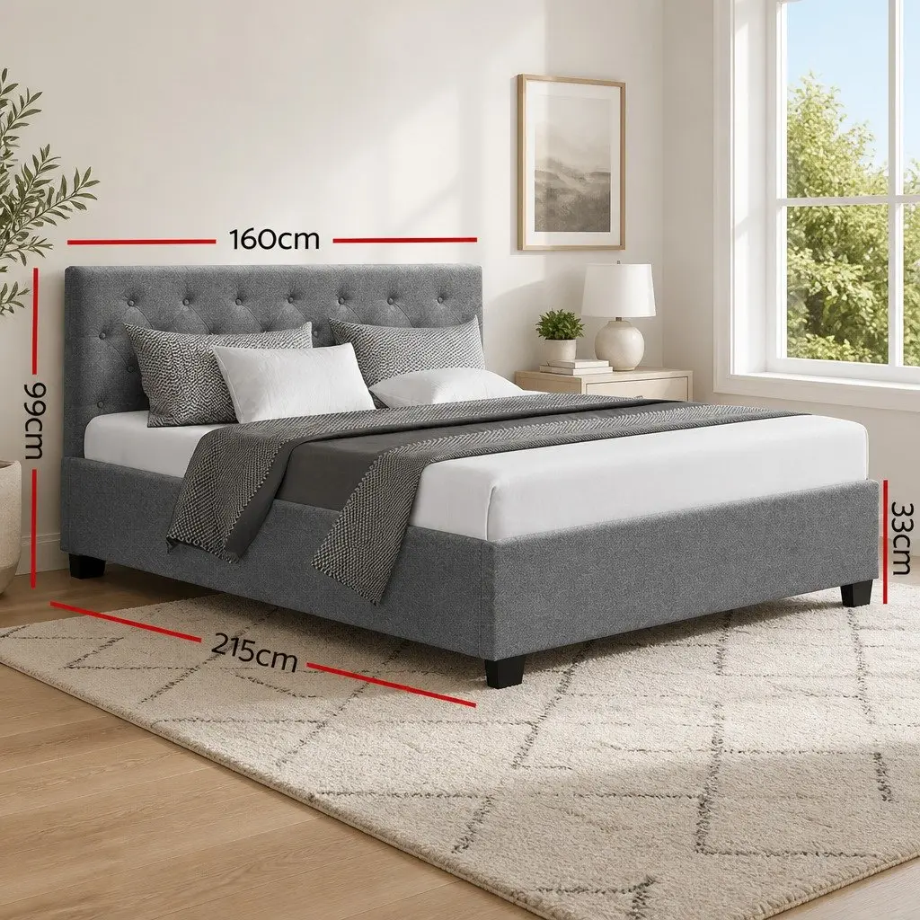 Queen Bed Frame with Gas Lift Storage for Home Use