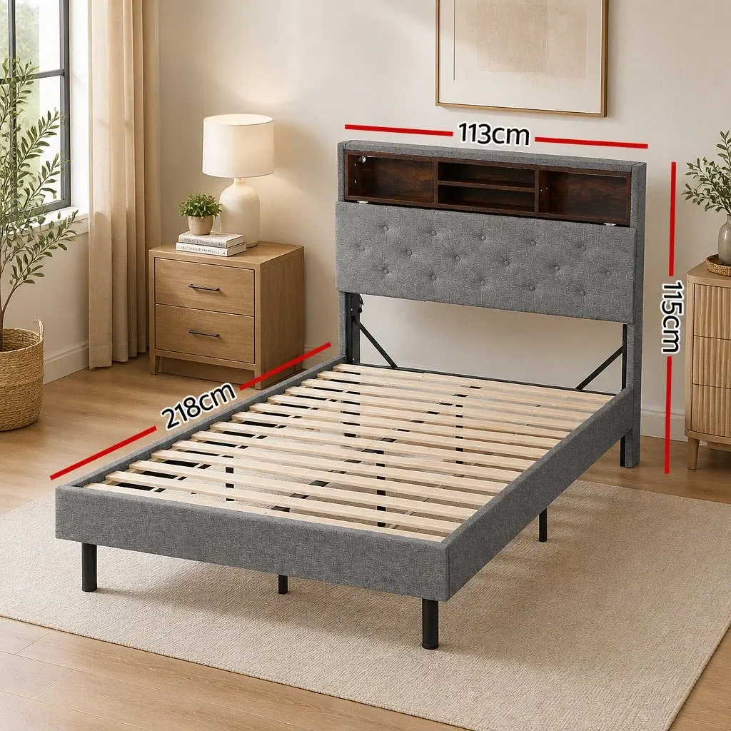 King Single Bed Frame with Under-Bed Storage