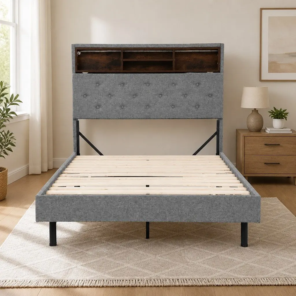 King Single Bed Frame with Under-Bed Storage