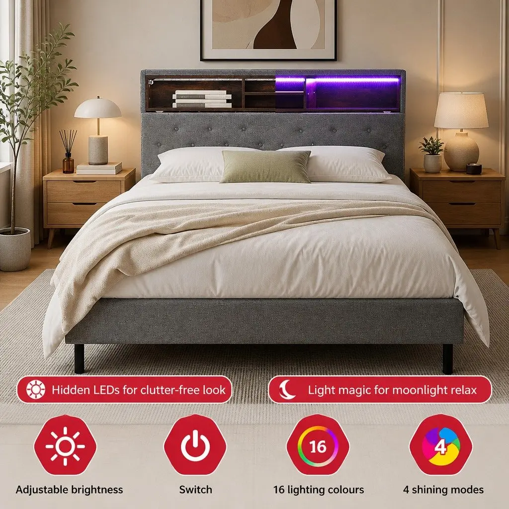 King Single Bed Frame with Under-Bed Storage