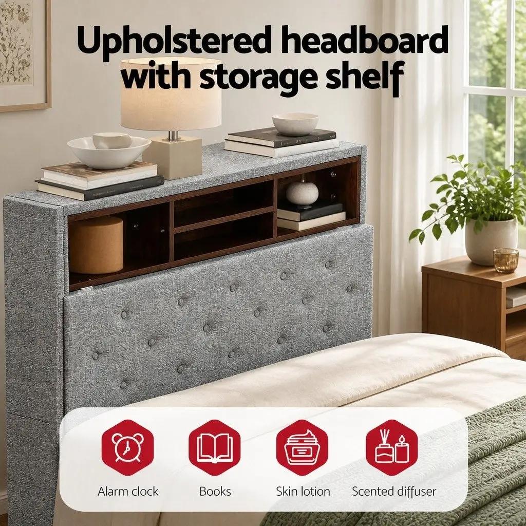 King Single Bed Frame with Under-Bed Storage