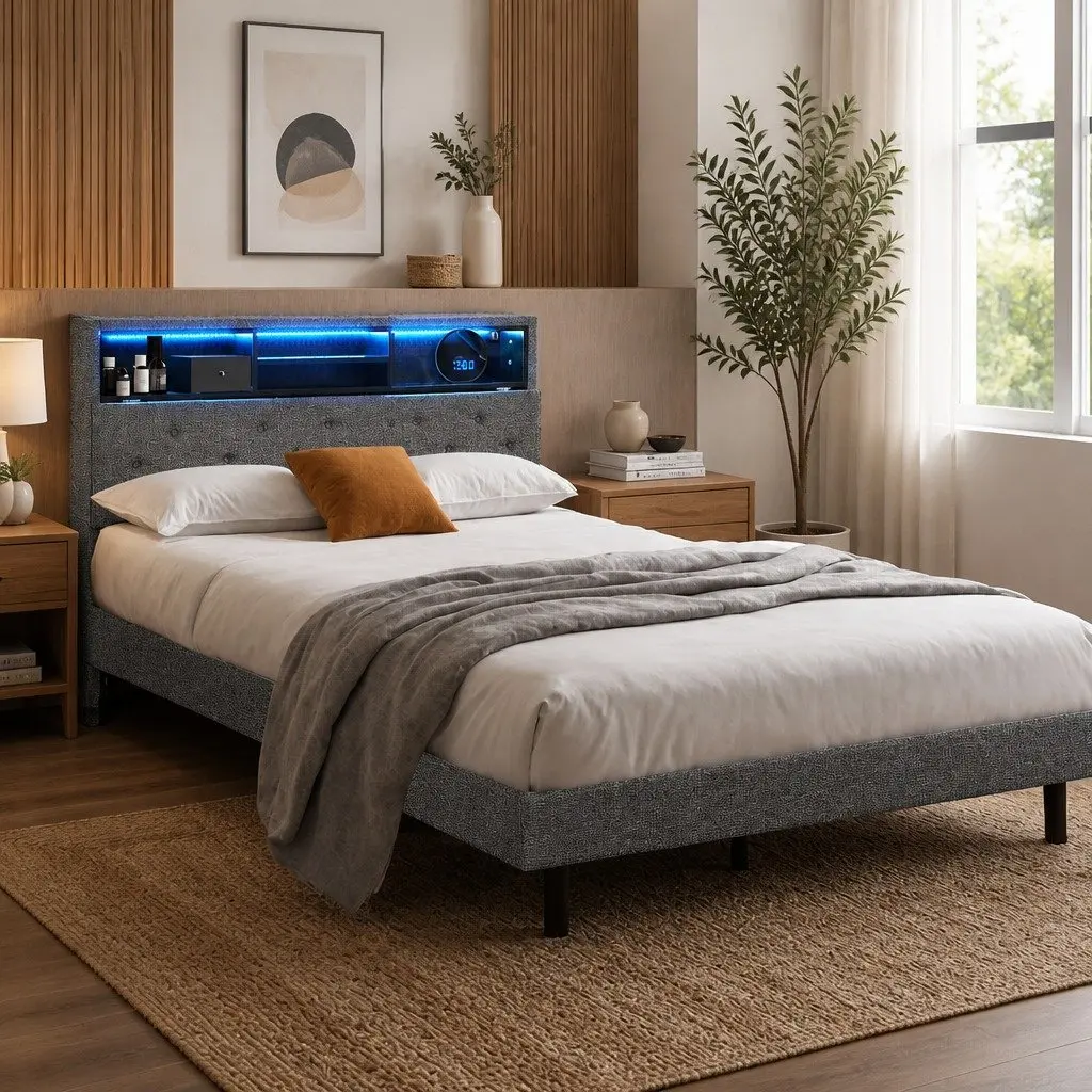 King Single Bed Frame with Under-Bed Storage