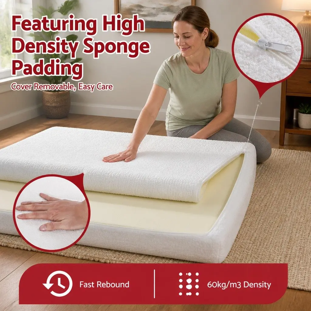 Queen Bed Frame Boucle Fabric White 1705W x 2117L x 250H cm Tool-Free No Assembly Washable Cover