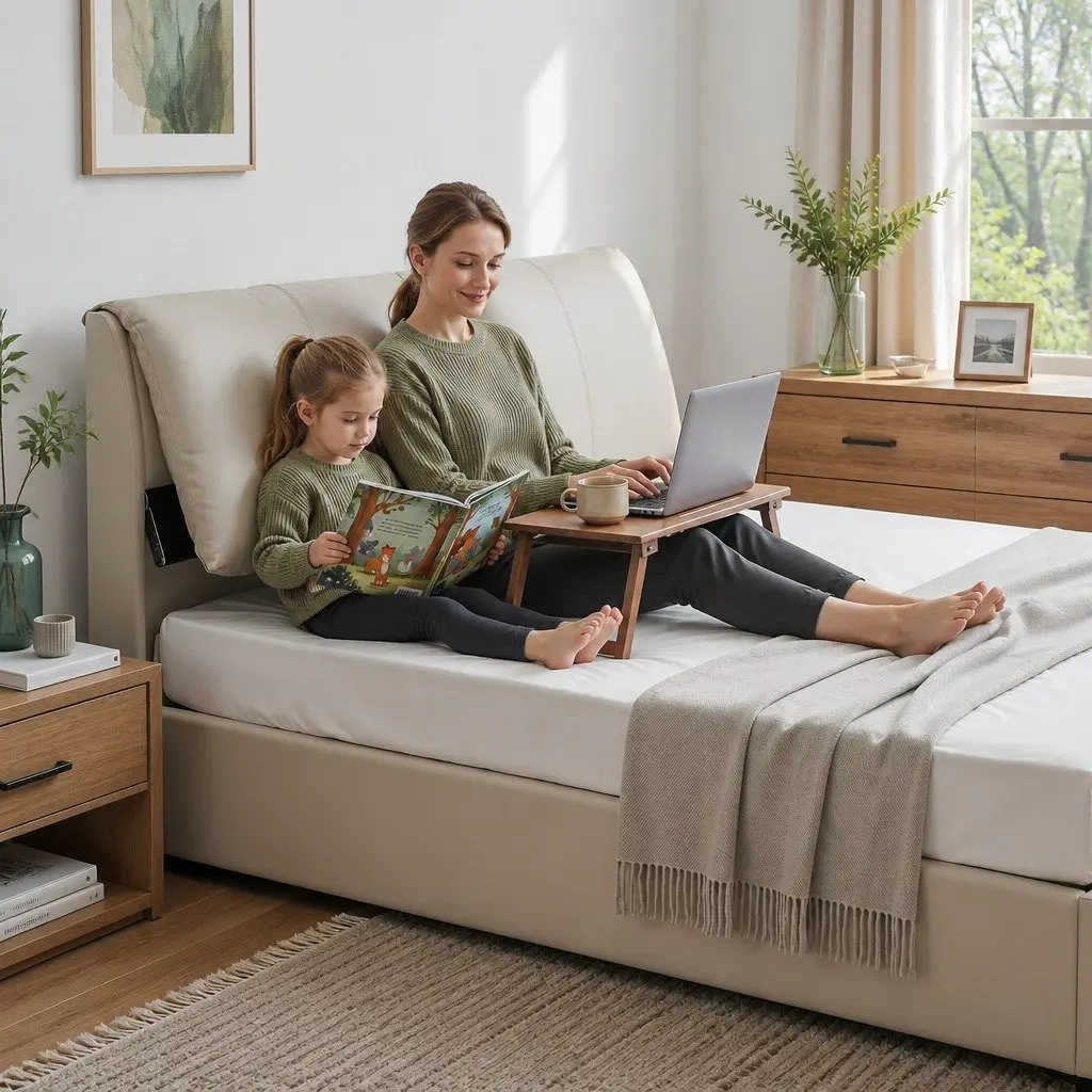 King Bed Frame Gas Lift Storage Adjustable Headboard 3 Drawers Platform Base