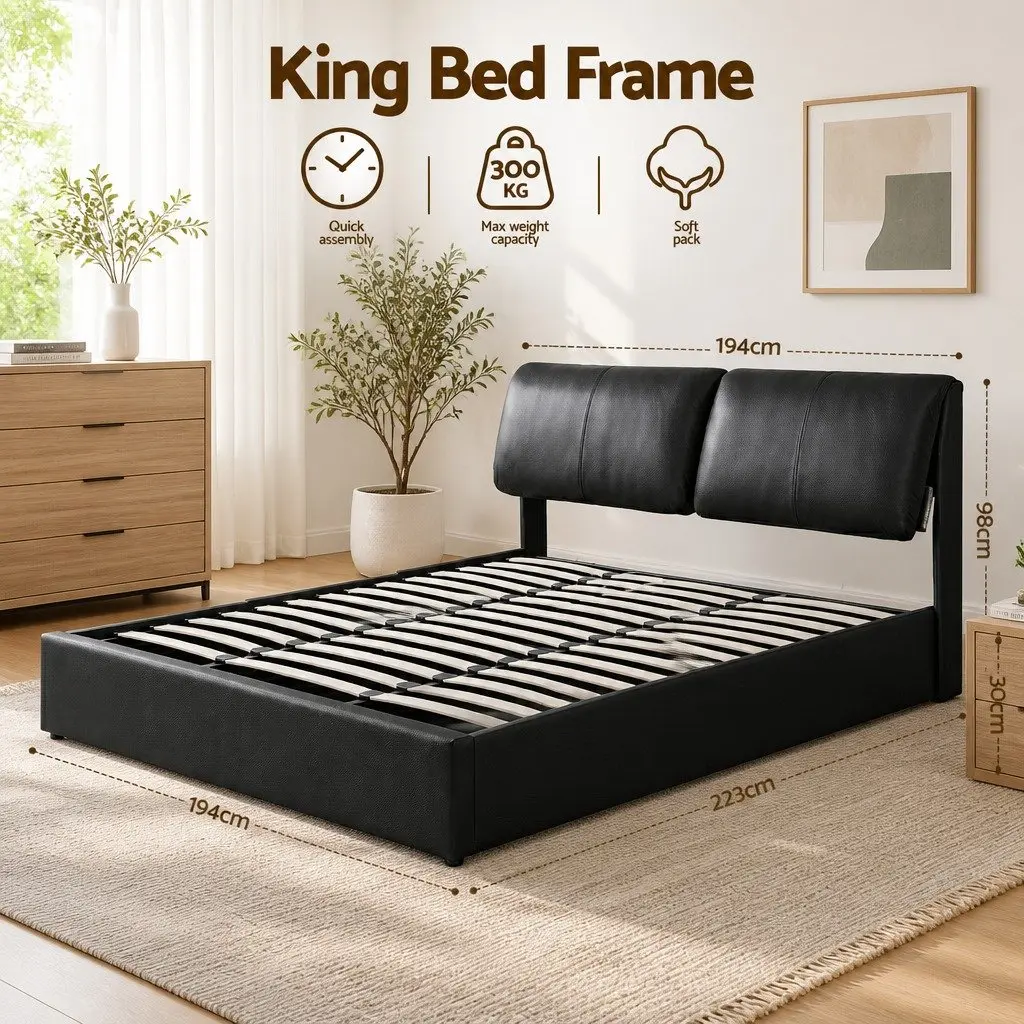 King Bed Frame with Gas Lift Storage for Any Bedroom
