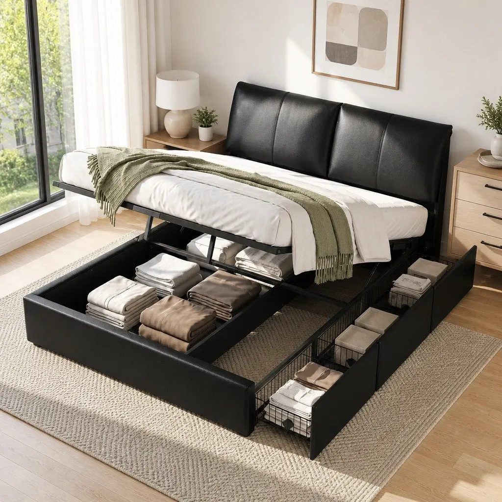 King Bed Frame with Gas Lift Storage for Any Bedroom
