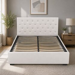 Practical Queen Bed Frame with Gas Lift for Storage