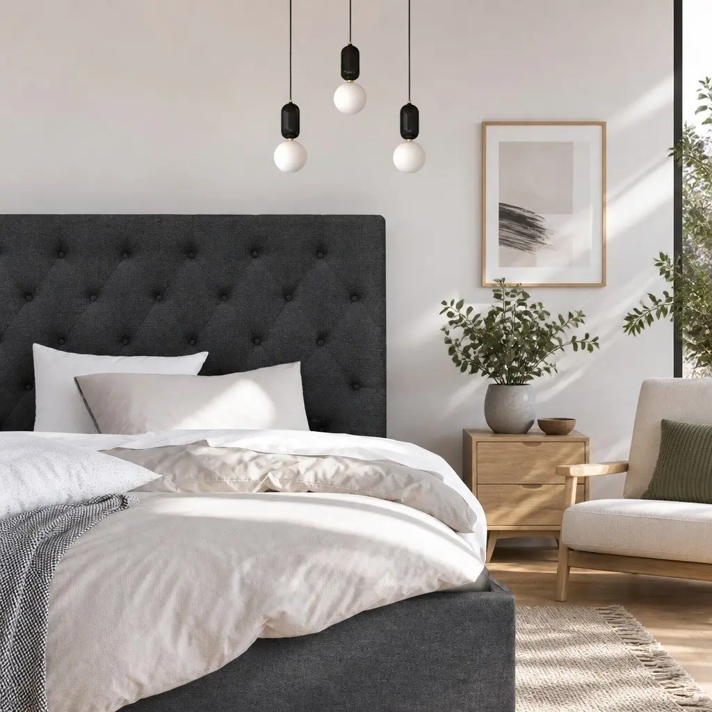 Charcoal Bed Headboard for Double Beds